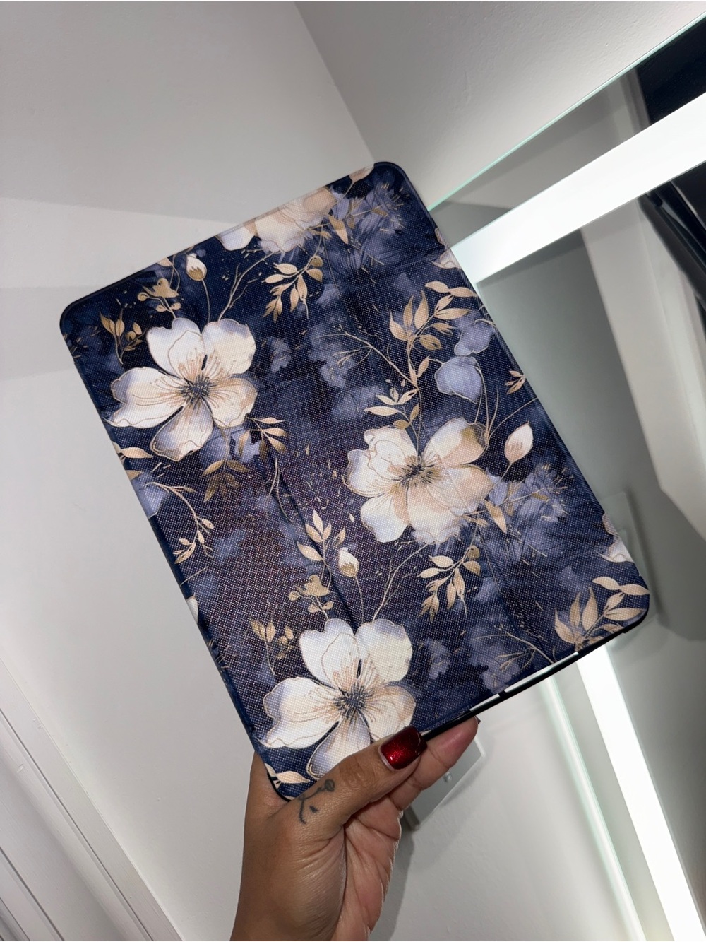 Floral Navy Tablet Folio Case - Protective Cover